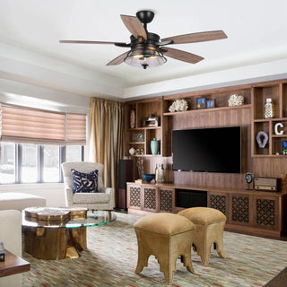 52" Antone Industrial Downrod Mount Reversible Ceiling Fan with Lighting and Remote Control - Vaczon