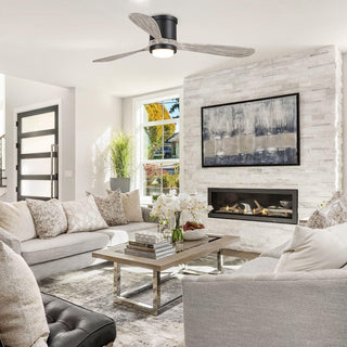 52" Anyan Farmhouse Flush Mount Reversible Ceiling Fan with Lighting and Remote Control - Vaczon