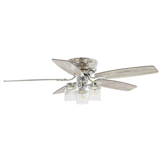 52" Bangatore Traditional Chrome Flush Mount Reversible Ceiling Fan with Lighting and Remote Control - Vaczon