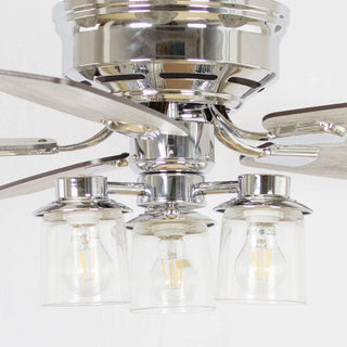 52" Bangatore Traditional Chrome Flush Mount Reversible Ceiling Fan with Lighting and Remote Control - Vaczon