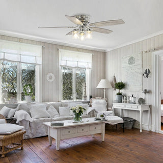 52" Bangatore Traditional Chrome Flush Mount Reversible Ceiling Fan with Lighting and Remote Control - Vaczon