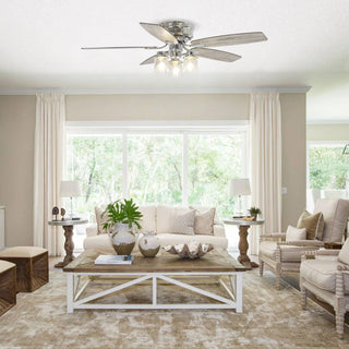 52" Bangatore Traditional Chrome Flush Mount Reversible Ceiling Fan with Lighting and Remote Control - Vaczon