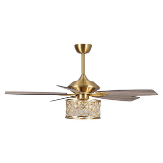 52" Cochin Industrial Downrod Mount Reversible Crystal Ceiling Fan with Lighting and Remote Control