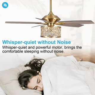 52" Cochin Industrial Downrod Mount Reversible Crystal Ceiling Fan with Lighting and Remote Control