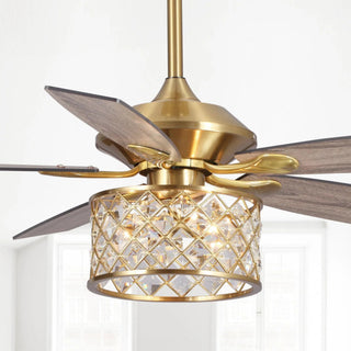 52" Cochin Industrial Downrod Mount Reversible Crystal Ceiling Fan with Lighting and Remote Control