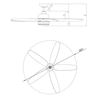 52" Dicken Modern Downrod Mount Reversible Crystal Ceiling Fan with Lighting and Remote Control