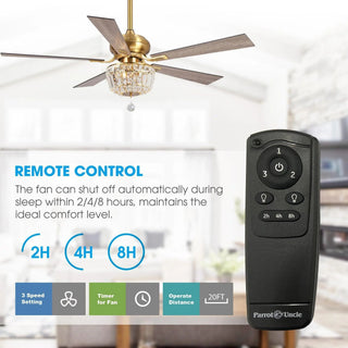 52" Ganga Modern Downrod Mount Reversible Crystal Ceiling Fan with Lighting and Remote Control