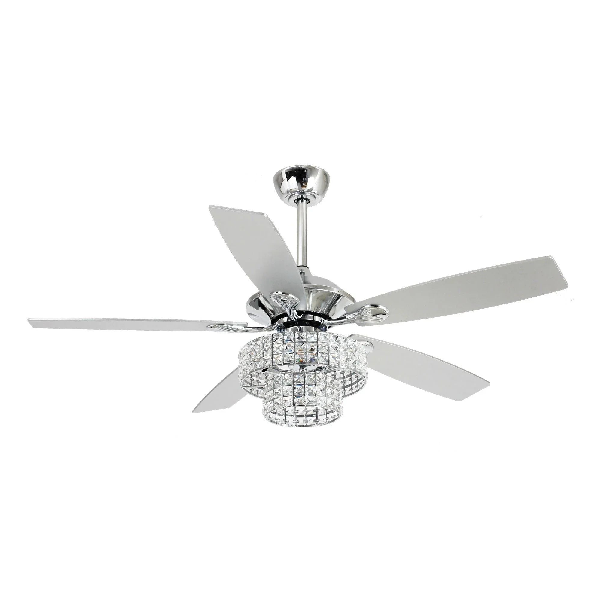Nowthen 52 Inch Chrome Crystal Ceiling Fan with Remote - Vaczon