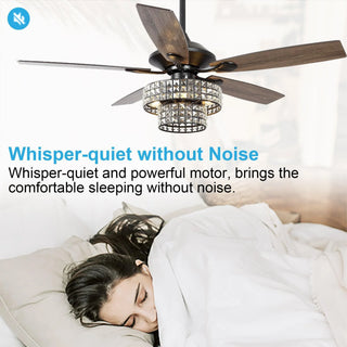 Nowthen 52 Inch Chrome Crystal Ceiling Fan with Remote - Vaczon