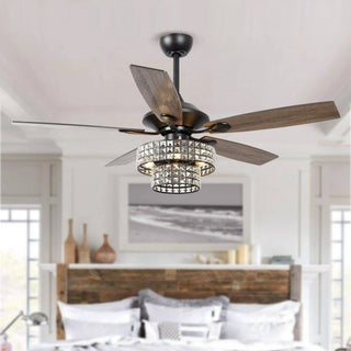 Nowthen 52 Inch Chrome Crystal Ceiling Fan with Remote - Vaczon