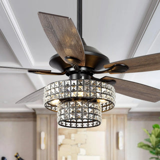 Nowthen 52 Inch Chrome Crystal Ceiling Fan with Remote - Vaczon
