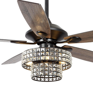 Nowthen 52 Inch Chrome Crystal Ceiling Fan with Remote - Vaczon