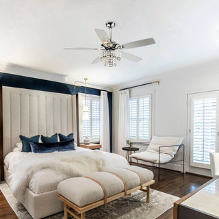 Nowthen 52 Inch Chrome Crystal Ceiling Fan with Remote - Vaczon