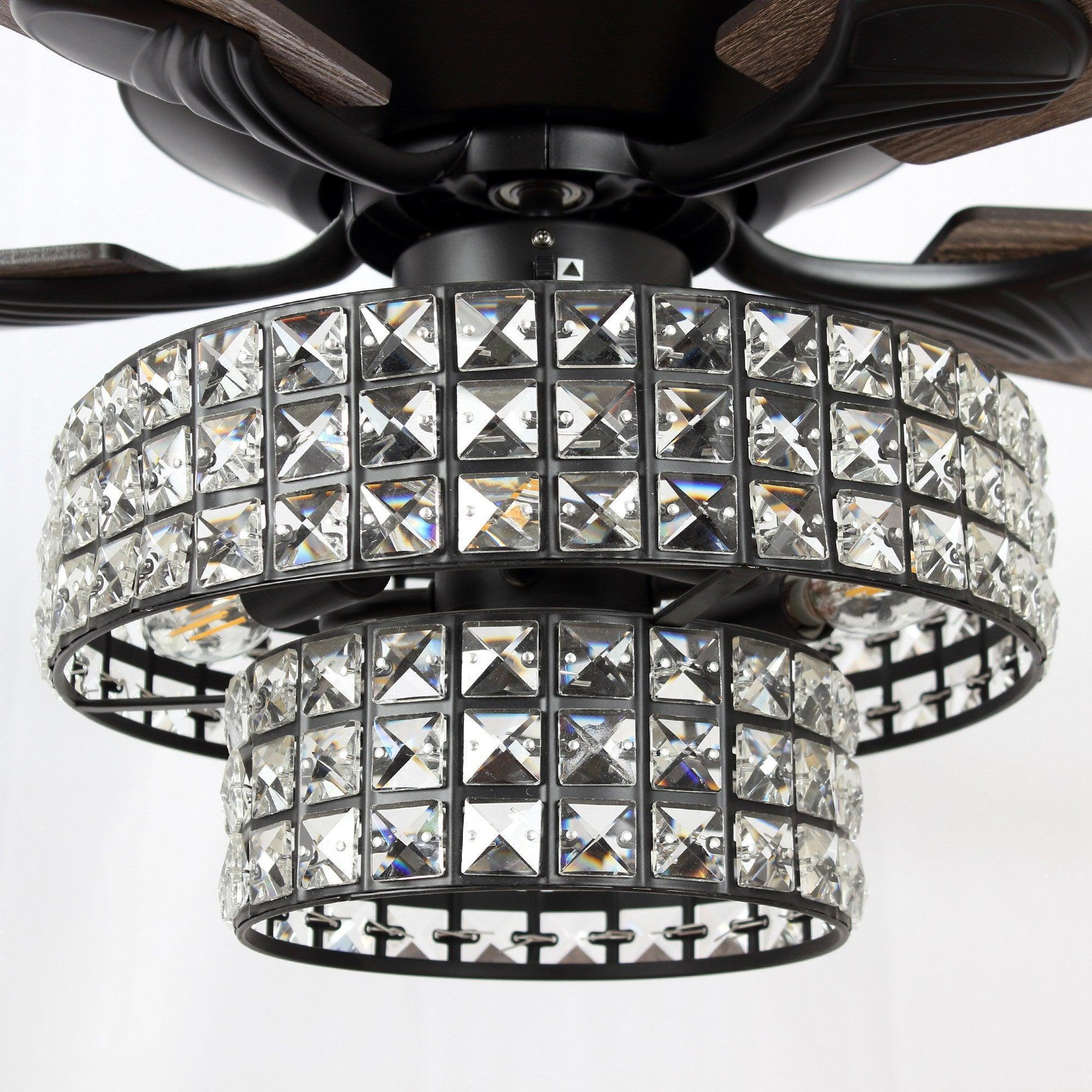 Nowthen 52 Inch Chrome Crystal Ceiling Fan with Remote - Vaczon