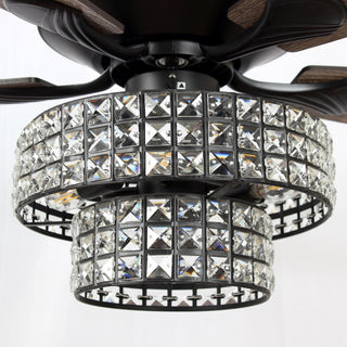 Nowthen 52 Inch Chrome Crystal Ceiling Fan with Remote - Vaczon