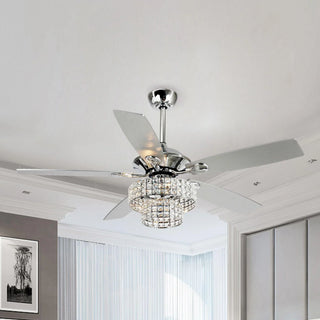 Nowthen 52 Inch Chrome Crystal Ceiling Fan with Remote - Vaczon