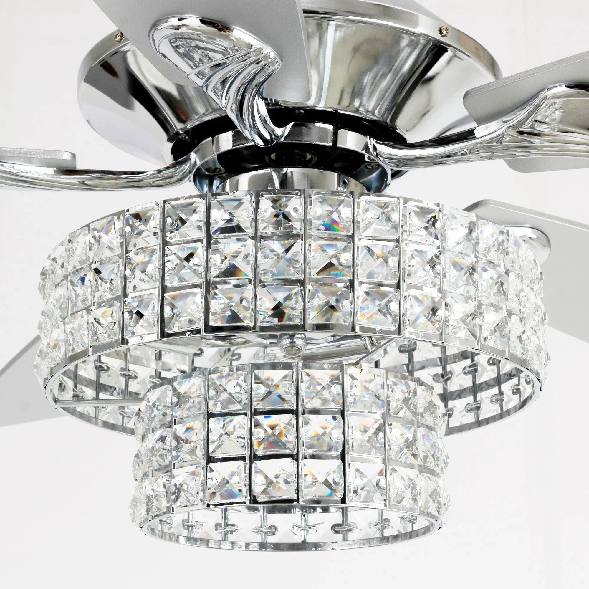 Nowthen 52 Inch Chrome Crystal Ceiling Fan with Remote - Vaczon
