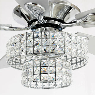 Nowthen 52 Inch Chrome Crystal Ceiling Fan with Remote - Vaczon