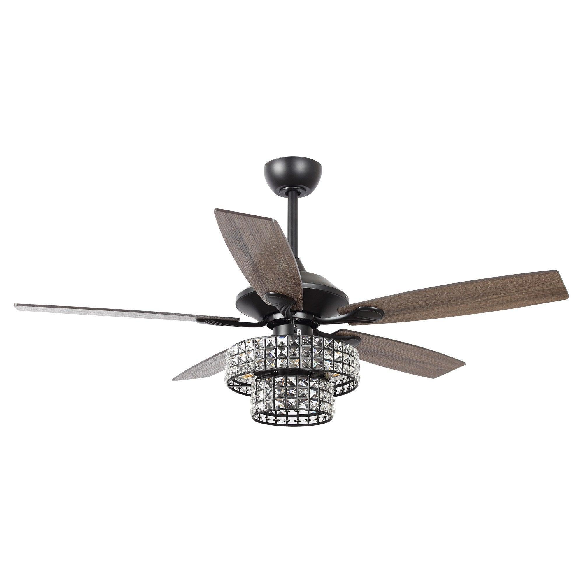 Nowthen 52 Inch Chrome Crystal Ceiling Fan with Remote - Vaczon