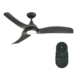 52" Industrial Black DC Motor Downrod Mount Reversible Ceiling Fan with LED Lighting and Remote Control - Vaczon