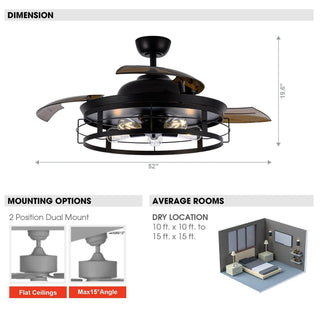 52" Industrial Downrod Mount Ceiling Fan With Lighting And Remote Control - Vaczon