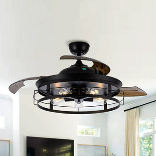 52" Industrial Downrod Mount Ceiling Fan With Lighting And Remote Control - Vaczon