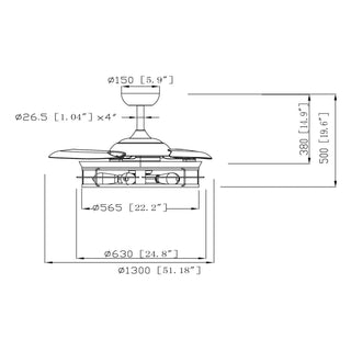 52" Industrial Downrod Mount Ceiling Fan With Lighting And Remote Control - Vaczon