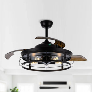 52" Industrial Downrod Mount Ceiling Fan With Lighting And Remote Control - Vaczon