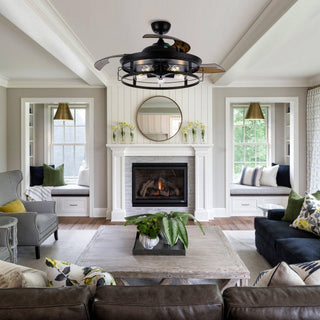 52" Industrial Downrod Mount Ceiling Fan With Lighting And Remote Control - Vaczon