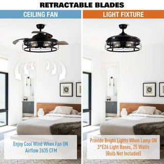 52" Industrial Downrod Mount Ceiling Fan With Lighting And Remote Control - Vaczon