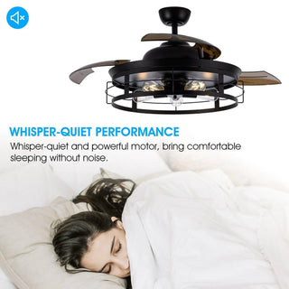 52" Industrial Downrod Mount Ceiling Fan With Lighting And Remote Control - Vaczon
