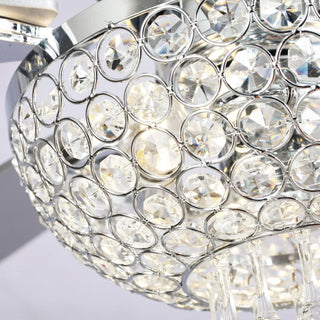 52" Kanpur Modern Chrome Flush Mount Reversible Crystal Ceiling Fan with Lighting and Remote Control - Vaczon