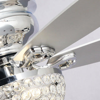 52" Kanpur Modern Chrome Flush Mount Reversible Crystal Ceiling Fan with Lighting and Remote Control - Vaczon