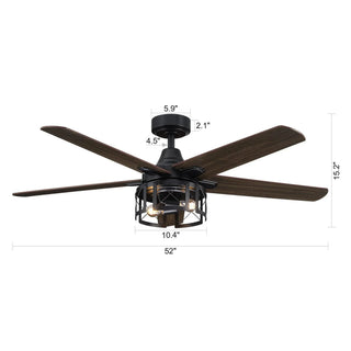 Kolkata 52 Inch Industrial Downrod Ceiling Fan with Light - Vaczon