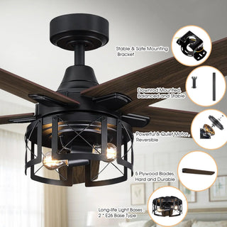 Kolkata 52 Inch Industrial Downrod Ceiling Fan with Light - Vaczon
