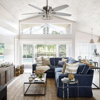 52" Kyla Industrial Brushed Nickel Reversible Caged Ceiling Fan with Lighting 