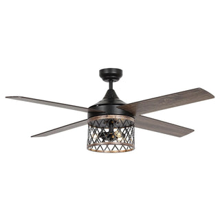 52" Mirelle Farmhouse Downrod Mount Reversible Ceiling Fan with Lighting and Remote Control - Vaczon