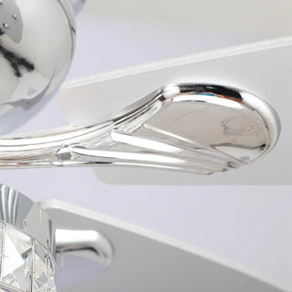 52" Panipat Modern Chrome Flush Mount Reversible Crystal Ceiling Fan with Lighting and Remote Control - Vaczon