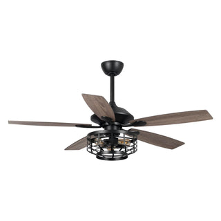 52" Paquette Industrial Downrod Mount Reversible Ceiling Fan with Lighting and Remote Control - Vaczon