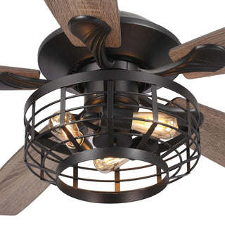 52" Paquette Industrial Downrod Mount Reversible Ceiling Fan with Lighting and Remote Control - Vaczon