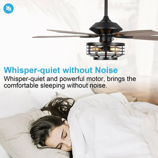 52" Paquette Industrial Downrod Mount Reversible Ceiling Fan with Lighting and Remote Control - Vaczon