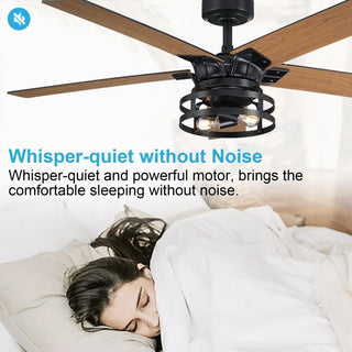 52" Prayag Industrial Black Downrod Mount Reversible Ceiling Fan with Lighting and Remote Control - Vaczon