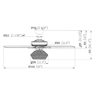 52" Pune Farmhouse Downrod Mount Reversible Ceiling Fan with Lighting and Remote Control 