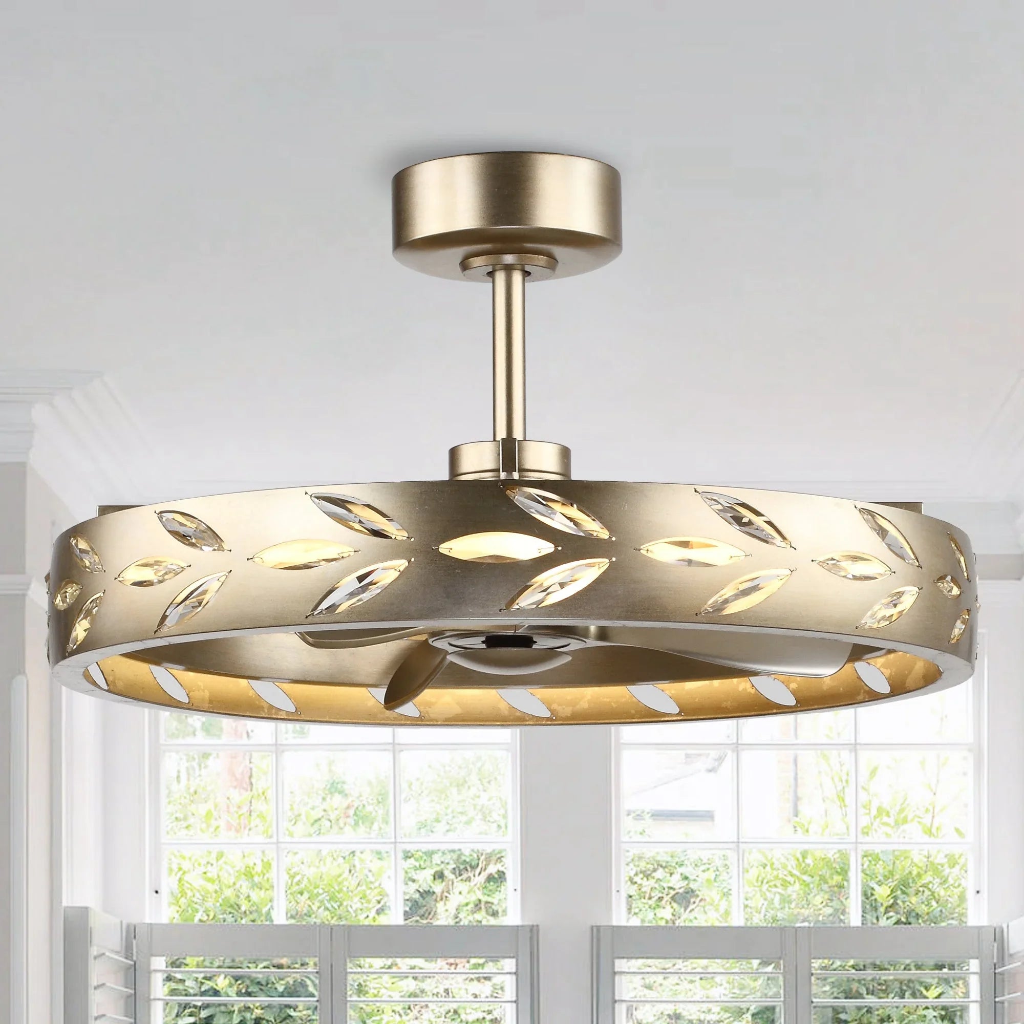 Vaczon 29 Inch Antique Silver Downrod Mount Luxury Fandelier with Light - Vaczon