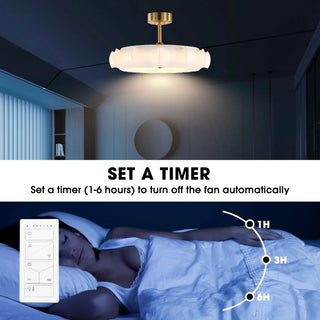 Vaczon 30 Inch Electroplated Golden Downrod Mount Luxury Fandelier with Light - Vaczon