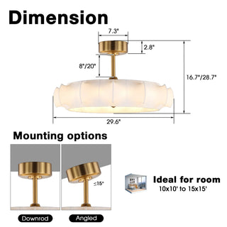 Vaczon 30 Inch Electroplated Golden Downrod Mount Luxury Fandelier with Light - Vaczon