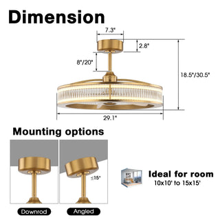 Vaczon 29 Inch Lynn Golden Downrod Mount Luxury Fandelier - Vaczon