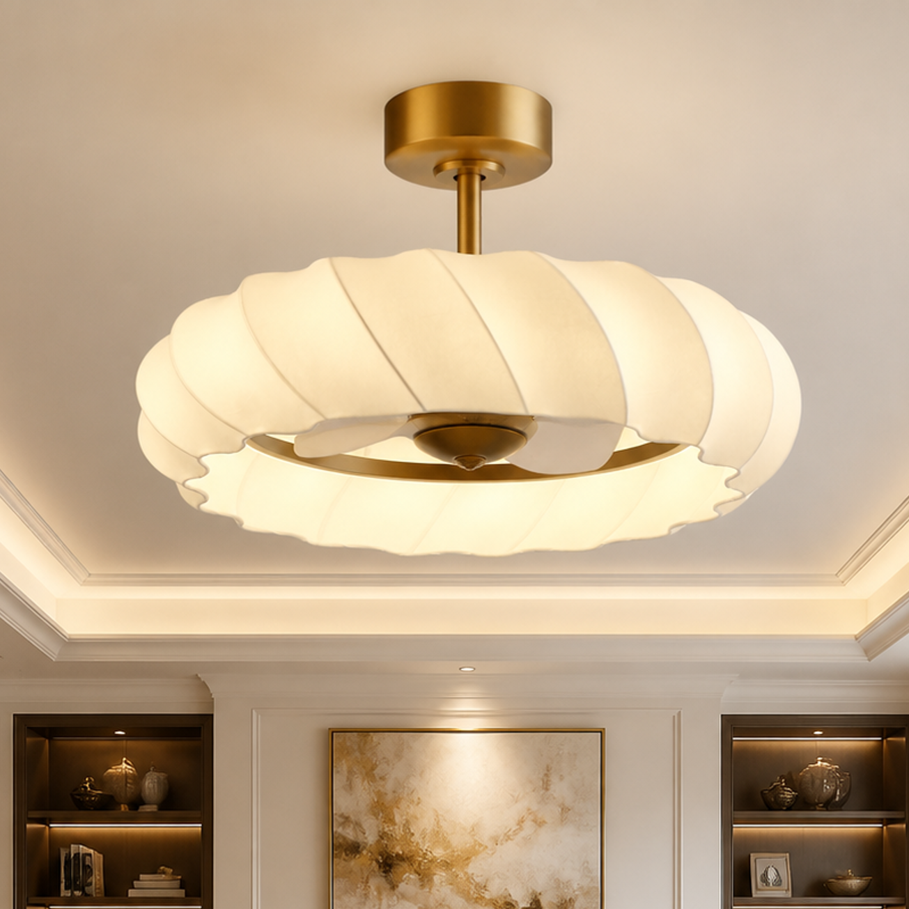29 Inch Debby Electroplated Gold Luxury LED Fandelier
