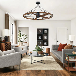 52" Amelia Black Industrial Fandelier with Light and Remote Control