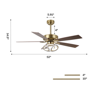 Vaczon 52" Boyd Antique-bronze Golden Downrod Mount RGB LED Smart Fan